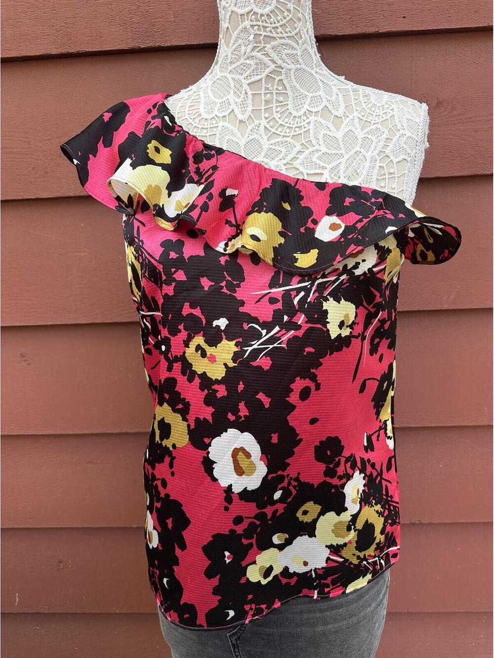 The Limited Floral‎ One Shoulder Ruffle Top